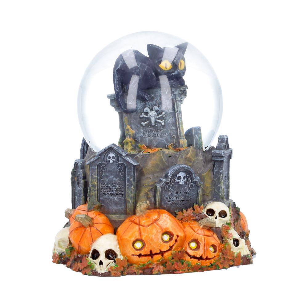 Pumpkin Patch Halloween Cat Snow Globe 15.4cm 4