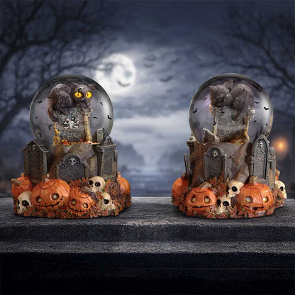 Pumpkin Patch Halloween Cat Snow Globe 15.4cm 8
