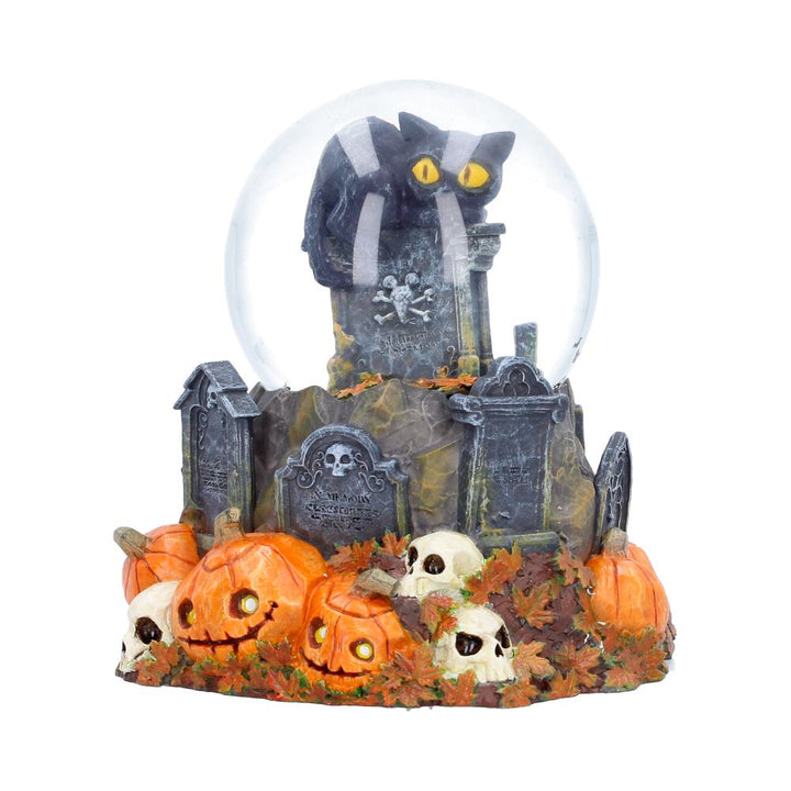 Pumpkin Patch Halloween Cat Snow Globe 15.4cm
