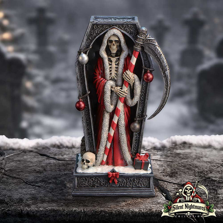 Silent Nightmares Merry Cryptmas Christmas Reaper Coffin Figurine 17.5cm