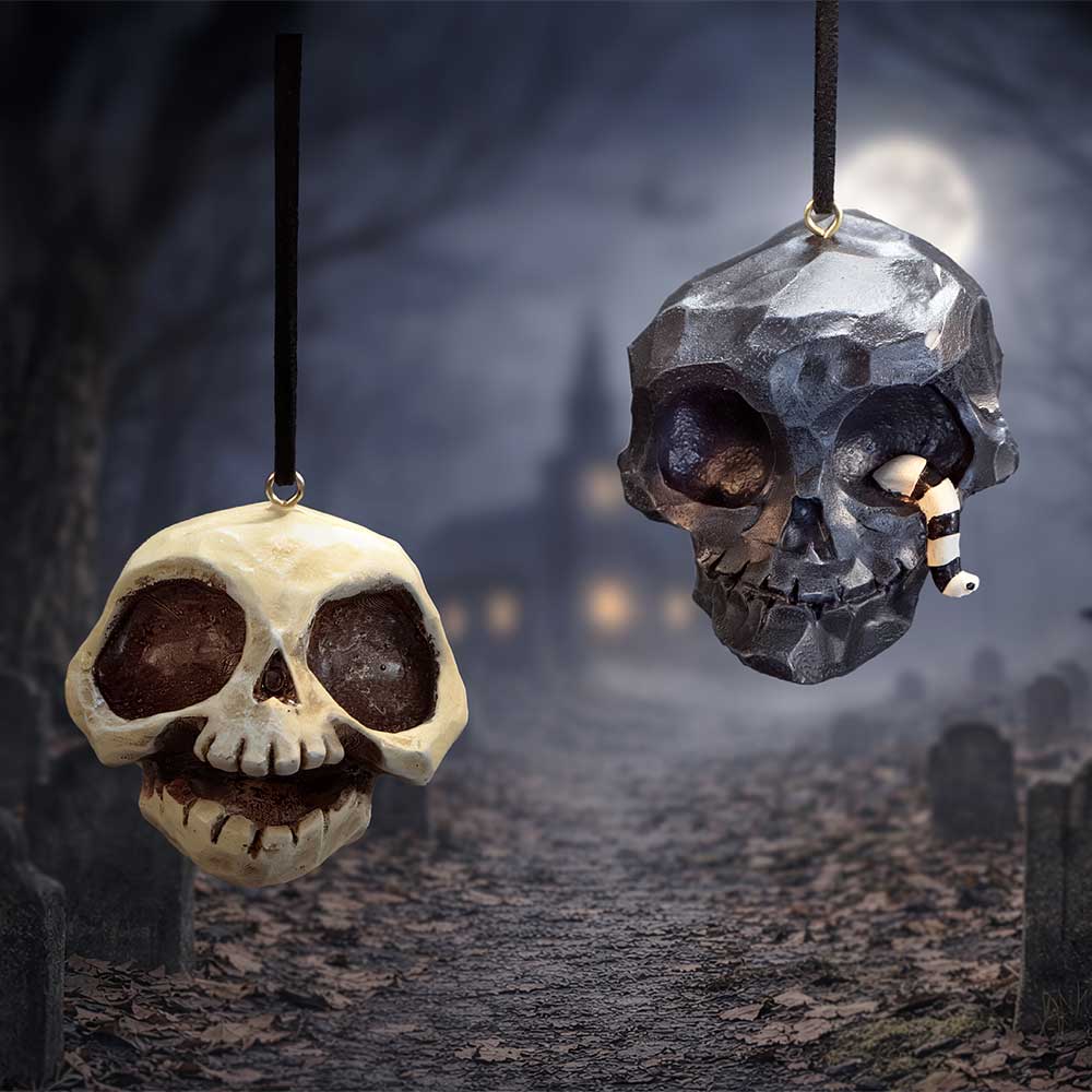 Grim and Grin Hanging Ornaments Set of 2 Skulls 5.2cm