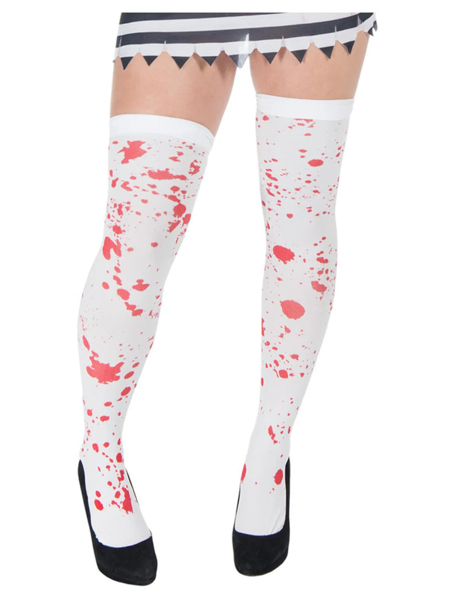 Blood Splattered Stockings White and Red Horror Costume Accessory 1