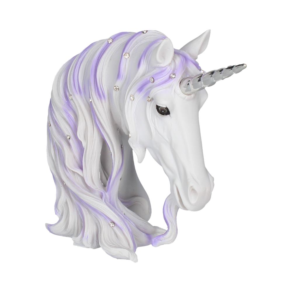 Jewelled Magnificence Small White Unicorn Bust Ornament 15cm 1
