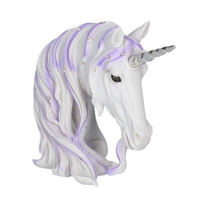 Jewelled Magnificence Small White Unicorn Bust Ornament 15cm 1
