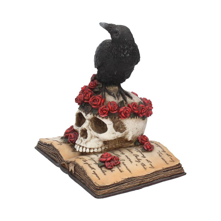 Heartaches Reflection Raven Figurine Skull Rose Valentine Ornament 17cm