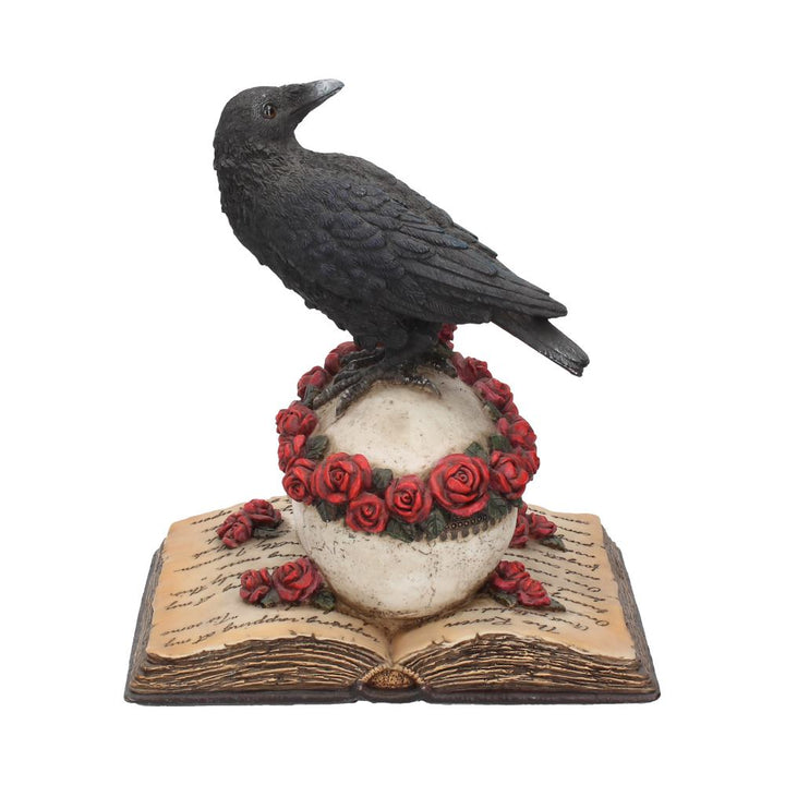 Heartaches Reflection Raven Figurine Skull Rose Valentine Ornament 17cm