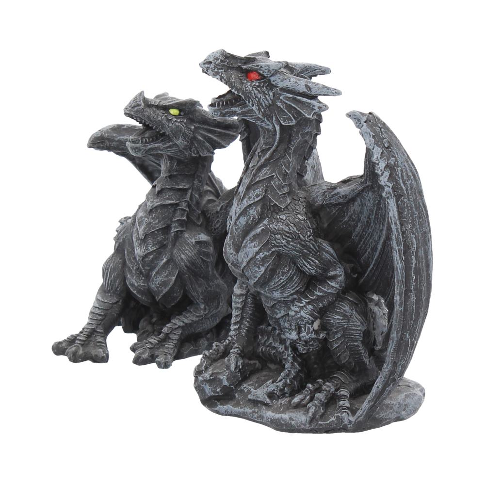 Dark Fury Set of 2 Obsidian Dragon Figurines 10cm 2