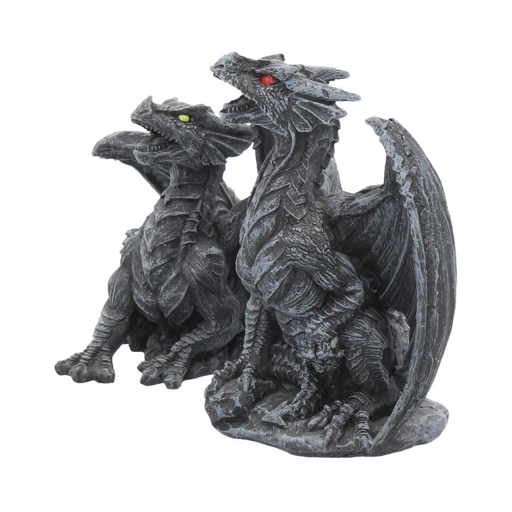 Dark Fury Set of 2 Obsidian Dragon Figurines 10cm 2