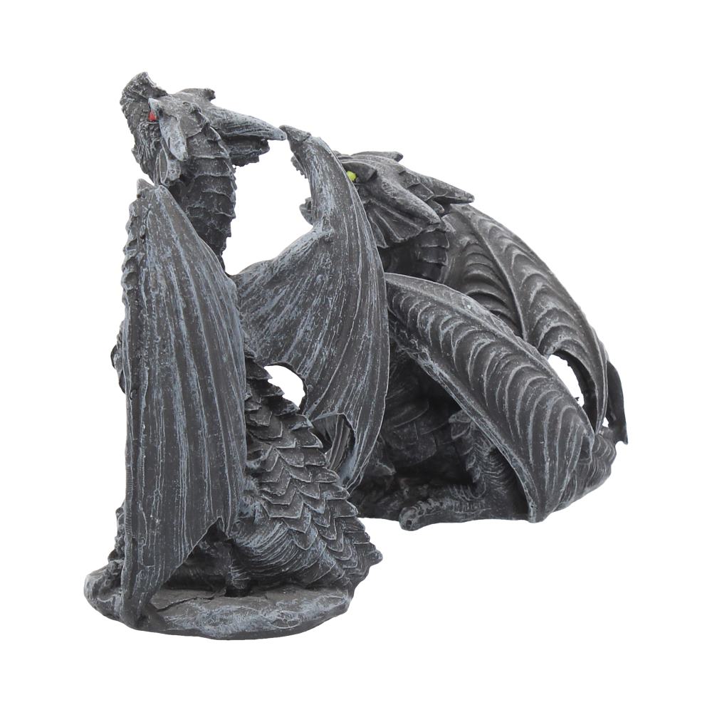 Dark Fury Set of 2 Obsidian Dragon Figurines 10cm 3