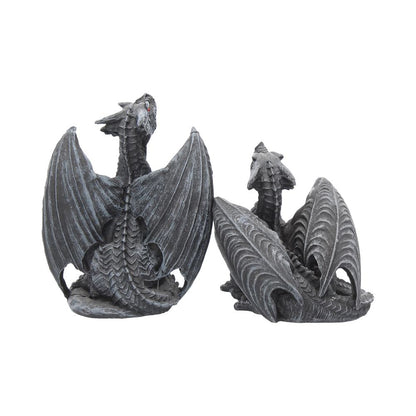 Dark Fury Set of 2 Obsidian Dragon Figurines 10cm 4