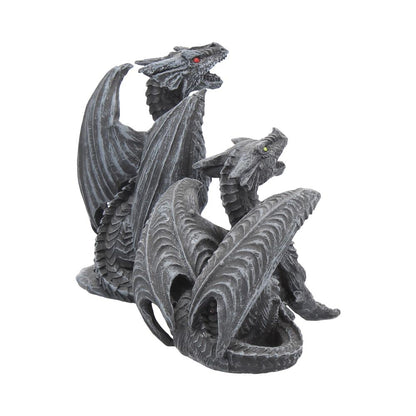 Dark Fury Set of 2 Obsidian Dragon Figurines 10cm 5