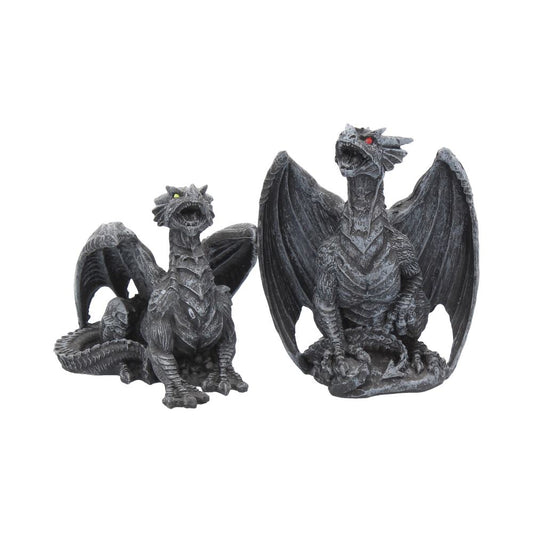 Dark Fury Set of 2 Obsidian Dragon Figurines 10cm 1
