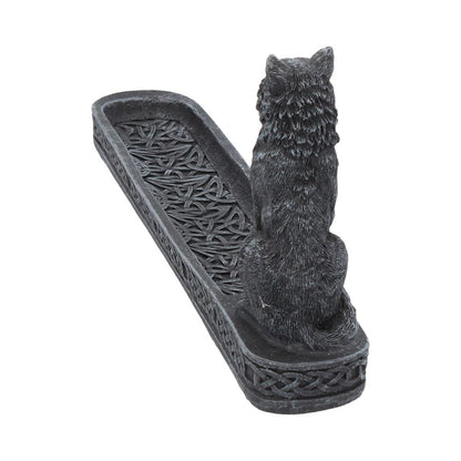 Catching The Scent Obsidian Wolf Incense Burner 25cm Holder 3