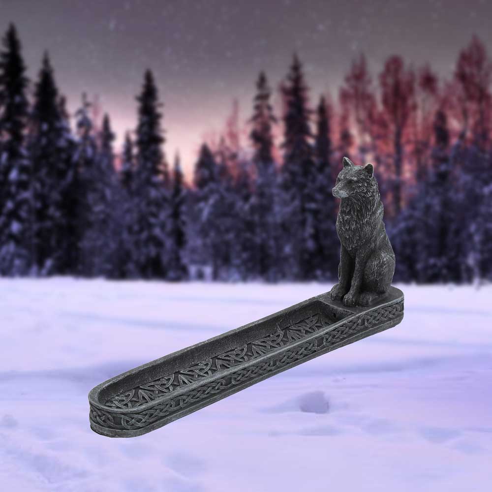 Catching The Scent Obsidian Wolf Incense Burner 25cm Holder 7