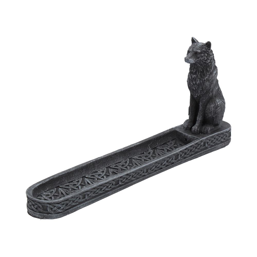 Catching The Scent Obsidian Wolf Incense Burner 25cm Holder 1