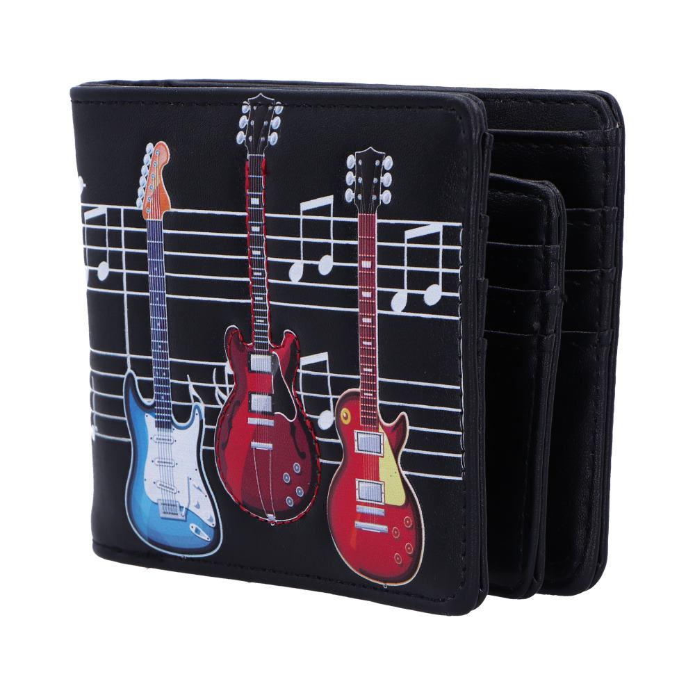 Electric Guitars Embossed Music Wallet Black 11cm 2