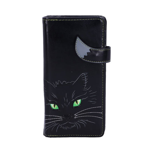 Black Lucky Cat Purse Embossed Eye Tail Wallet Large 18.5cm 1