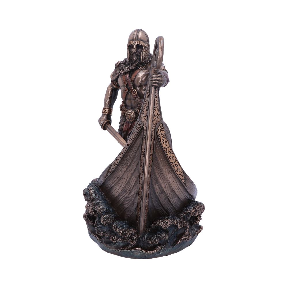 Bronzed Halvor Viking Longship Figurine 24cm 2