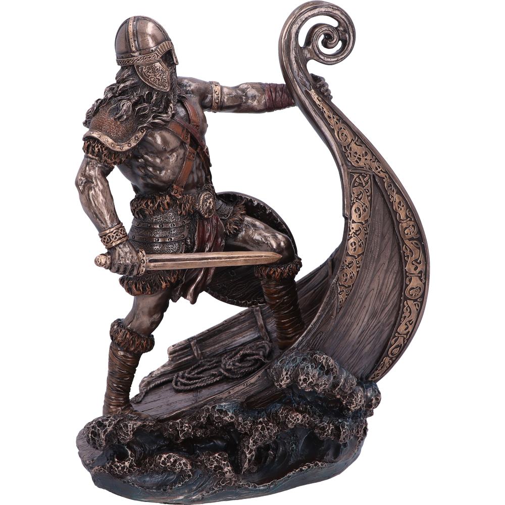 Bronzed Halvor Viking Longship Figurine 24cm 5