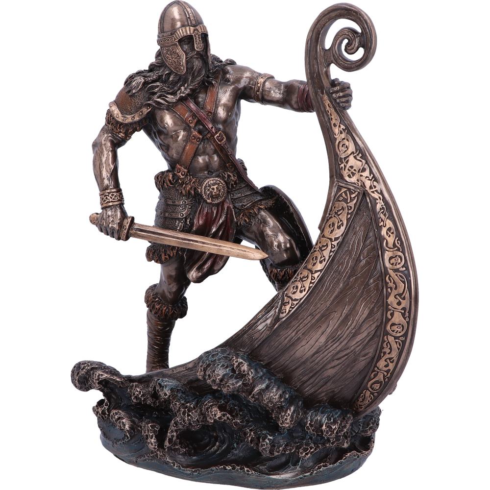 Bronzed Halvor Viking Longship Figurine 24cm 6