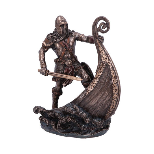 Bronzed Halvor Viking Longship Figurine 24cm 1