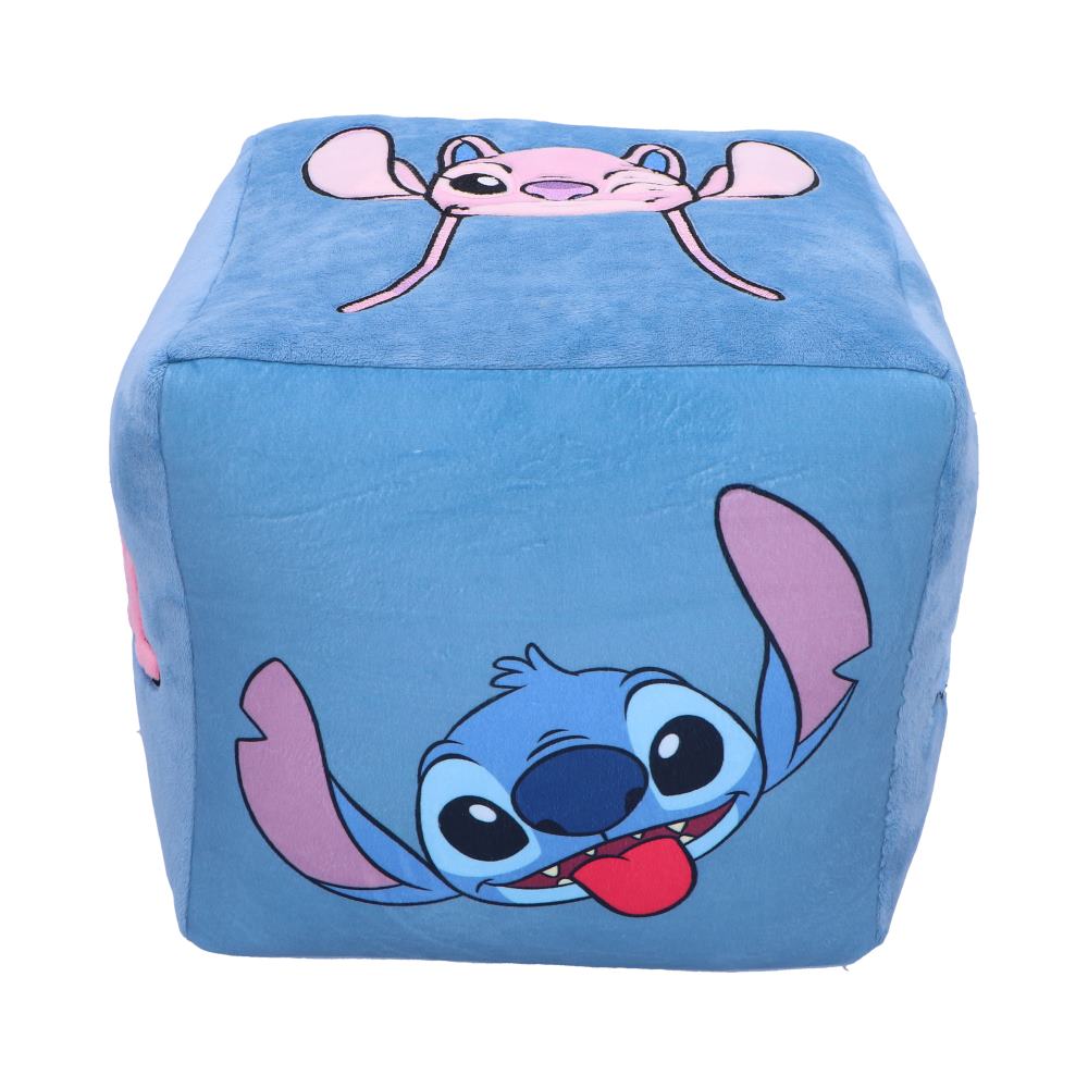 Disney Stitch and Angel Cube Cushion in Blue 25cm 1