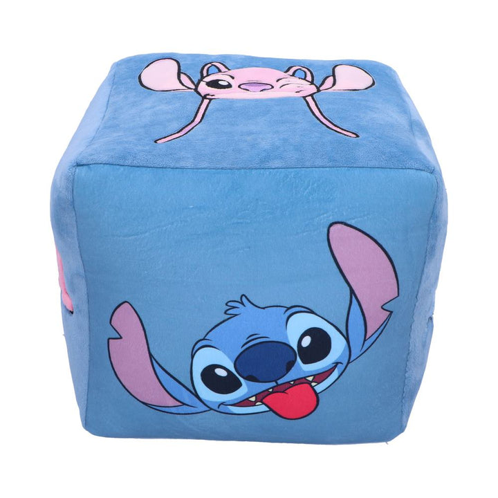 Disney Stitch and Angel Cube Cushion in Blue 25cm