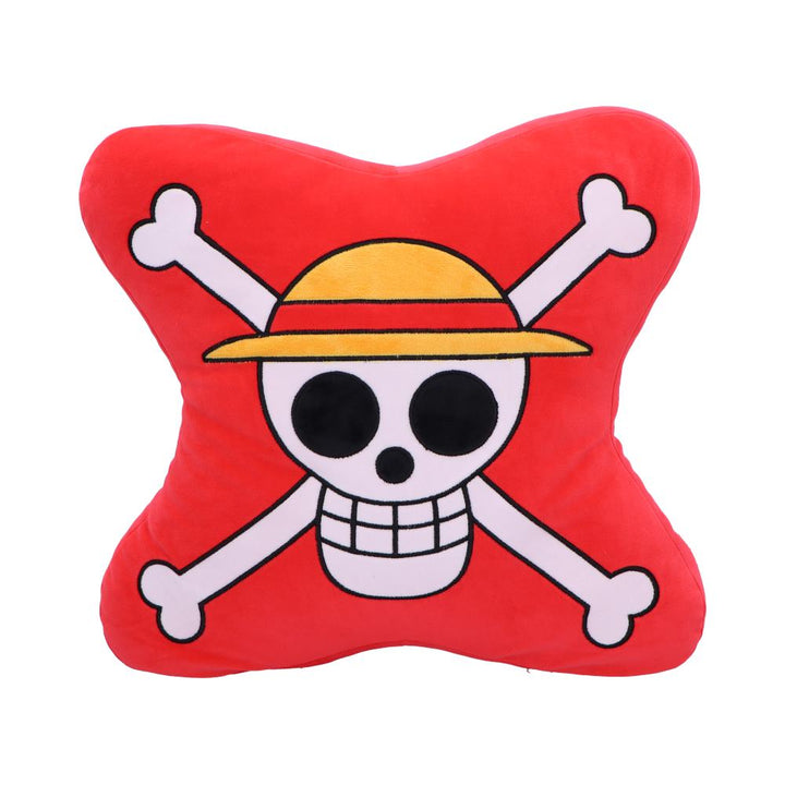One Piece Skull and Cross Bone Cushion in Red 40cm