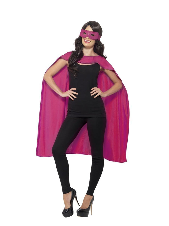 Cape Adult Pink Eyemask Superhero Accessory