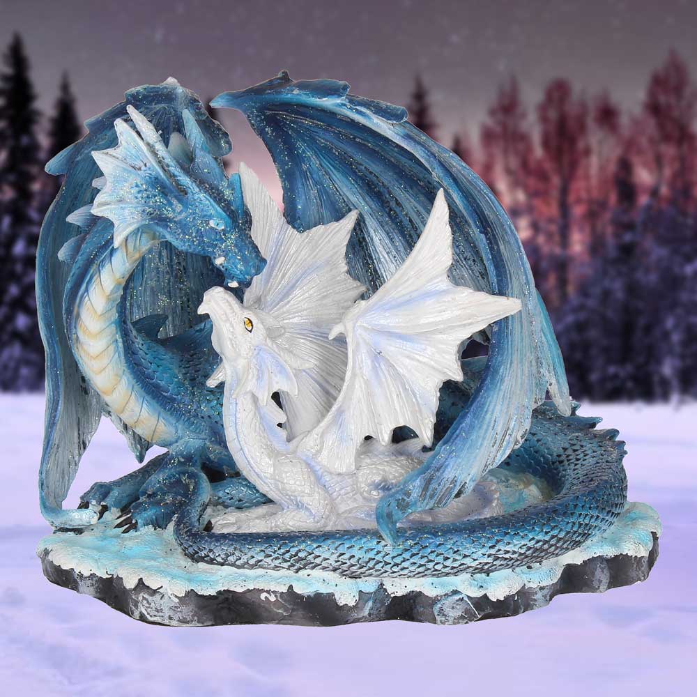 Mothers Love Blue Dragon and White Dragonling Figurine 18cm 7