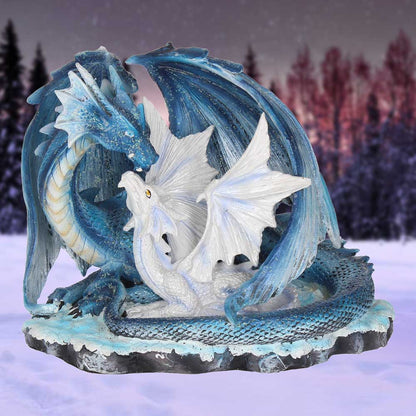 Mothers Love Blue Dragon and White Dragonling Figurine 18cm 7