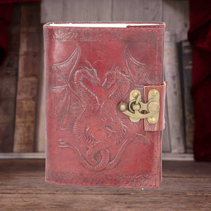 Lockable Double Dragon Leather Embossed Journal 7