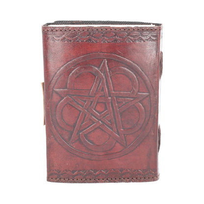 Wiccan Lockable Pentagram Leather Embossed Journal 4