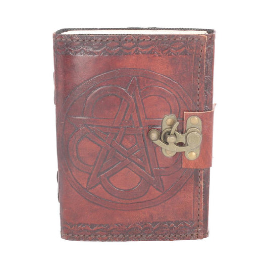 Wiccan Lockable Pentagram Leather Embossed Journal 1