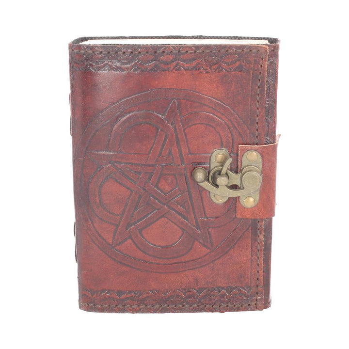 Wiccan Lockable Pentagram Leather Embossed Journal 1