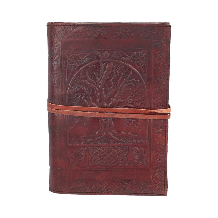 Tree Of Life Bound Red Leather Embossed Journal 18 x 25cm