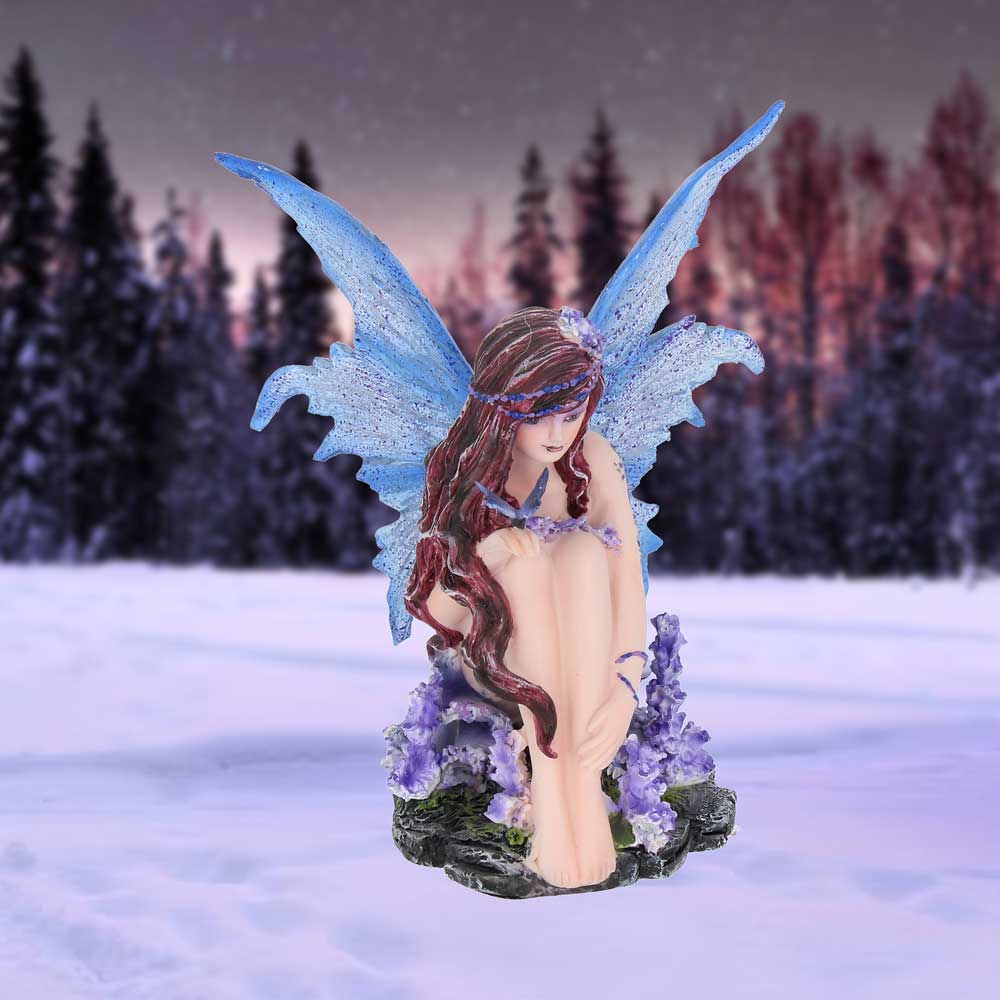 Violet Fairy with her Butterfly Azure 14cm Resin Statue 7