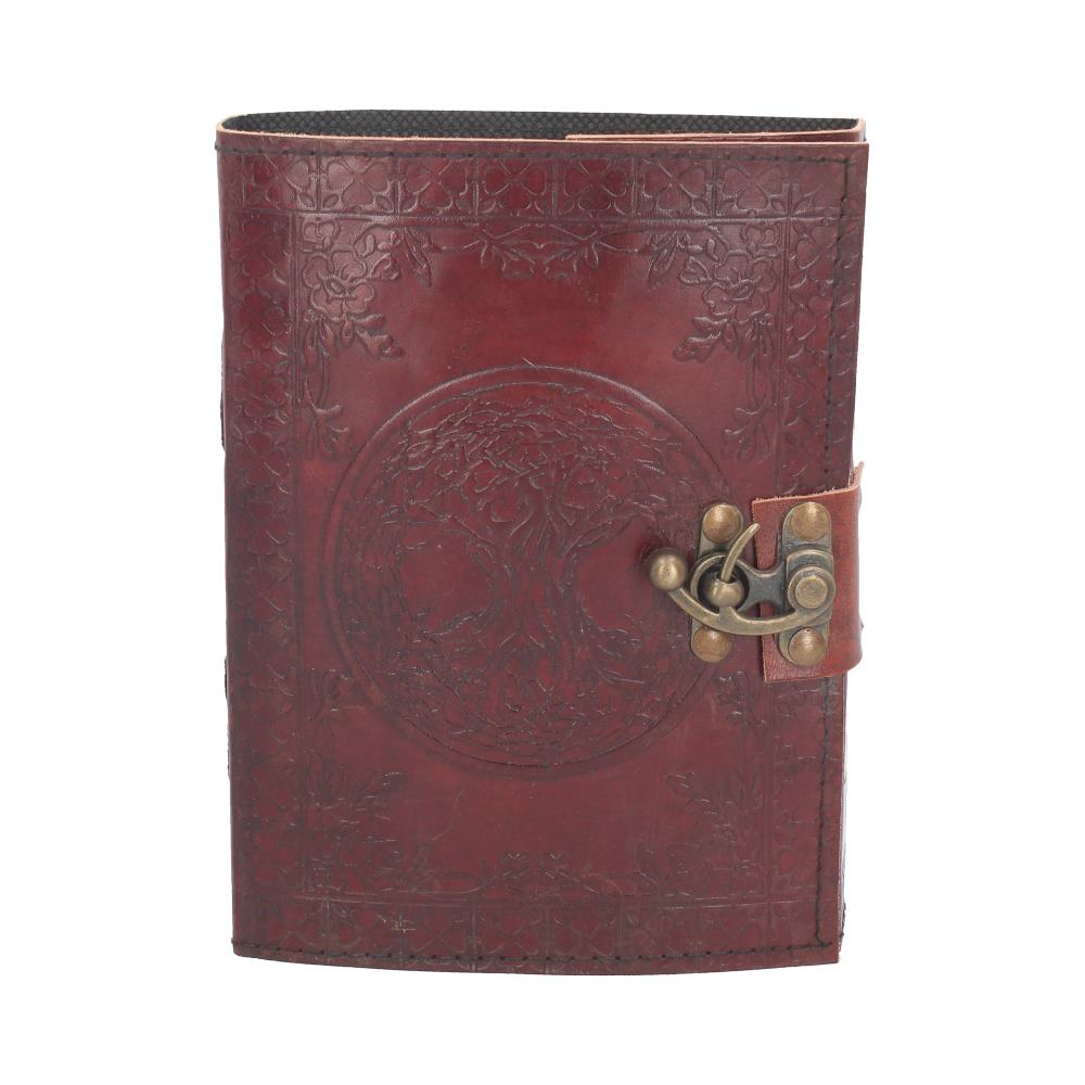 Lockable Tree Of Life Red Leather Journal 15 x 21cm w/lock
