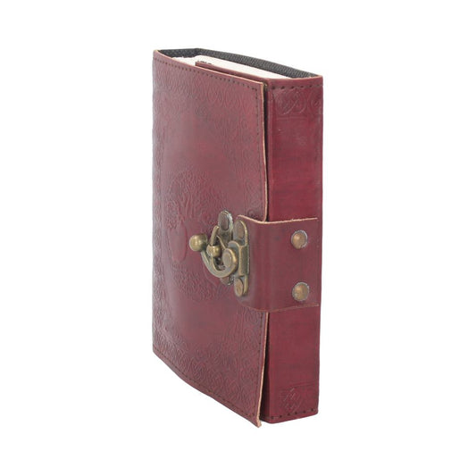 Lockable Tree of Life Red Leather Journal 13 x 18cm with Lock 2