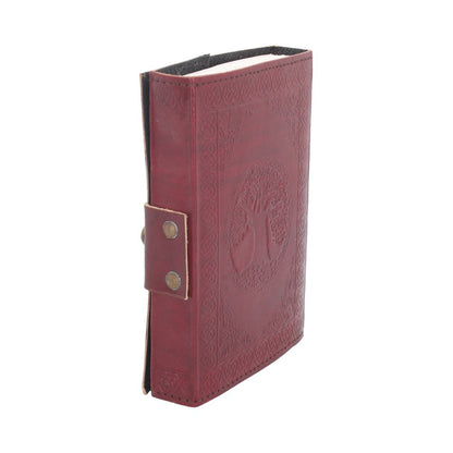 Lockable Tree of Life Red Leather Journal 13 x 18cm with Lock 3