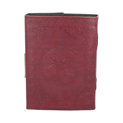 Lockable Tree of Life Red Leather Journal 13 x 18cm with Lock 4