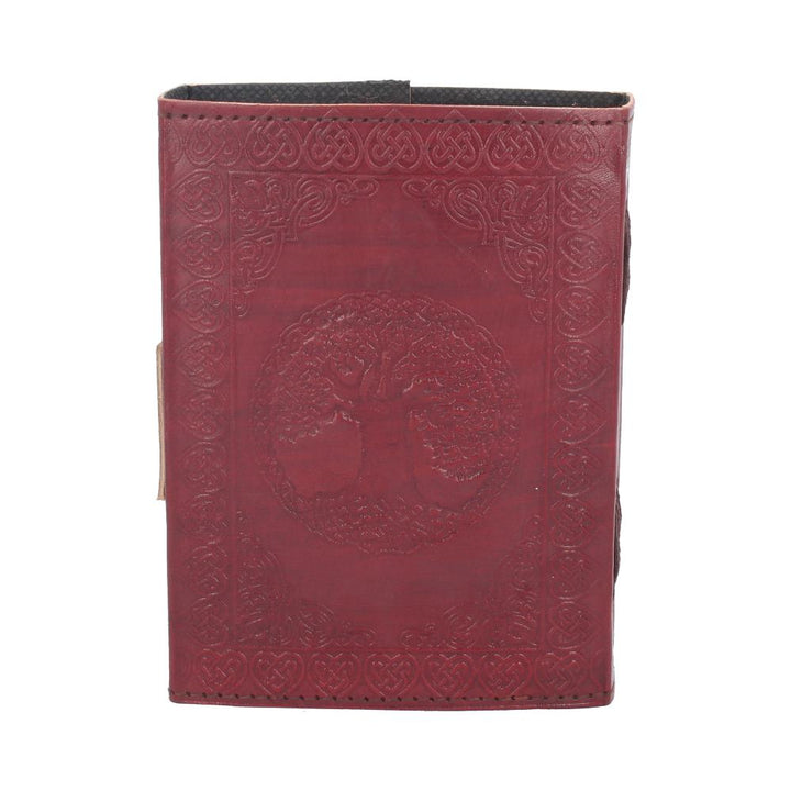 Lockable Tree of Life Red Leather Journal 13 x 18cm with Lock