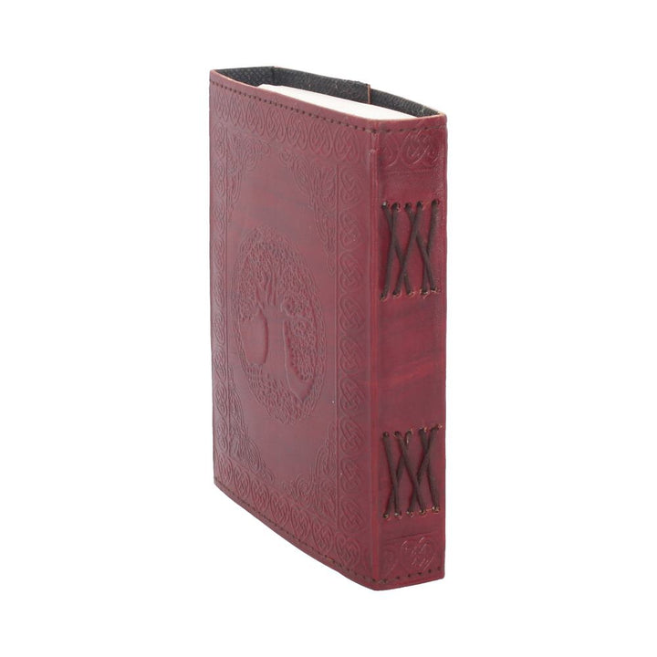 Lockable Tree of Life Red Leather Journal 13 x 18cm with Lock