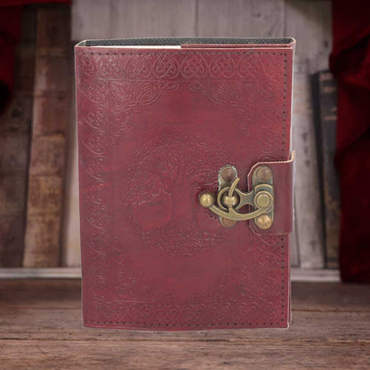 Lockable Tree of Life Red Leather Journal 13 x 18cm with Lock 7