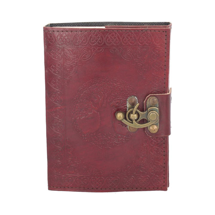 Lockable Tree Of Life Red Leather Journal 13 x 18cm w/lock