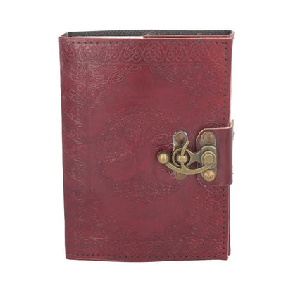Lockable Tree of Life Red Leather Journal 13 x 18cm with Lock 1