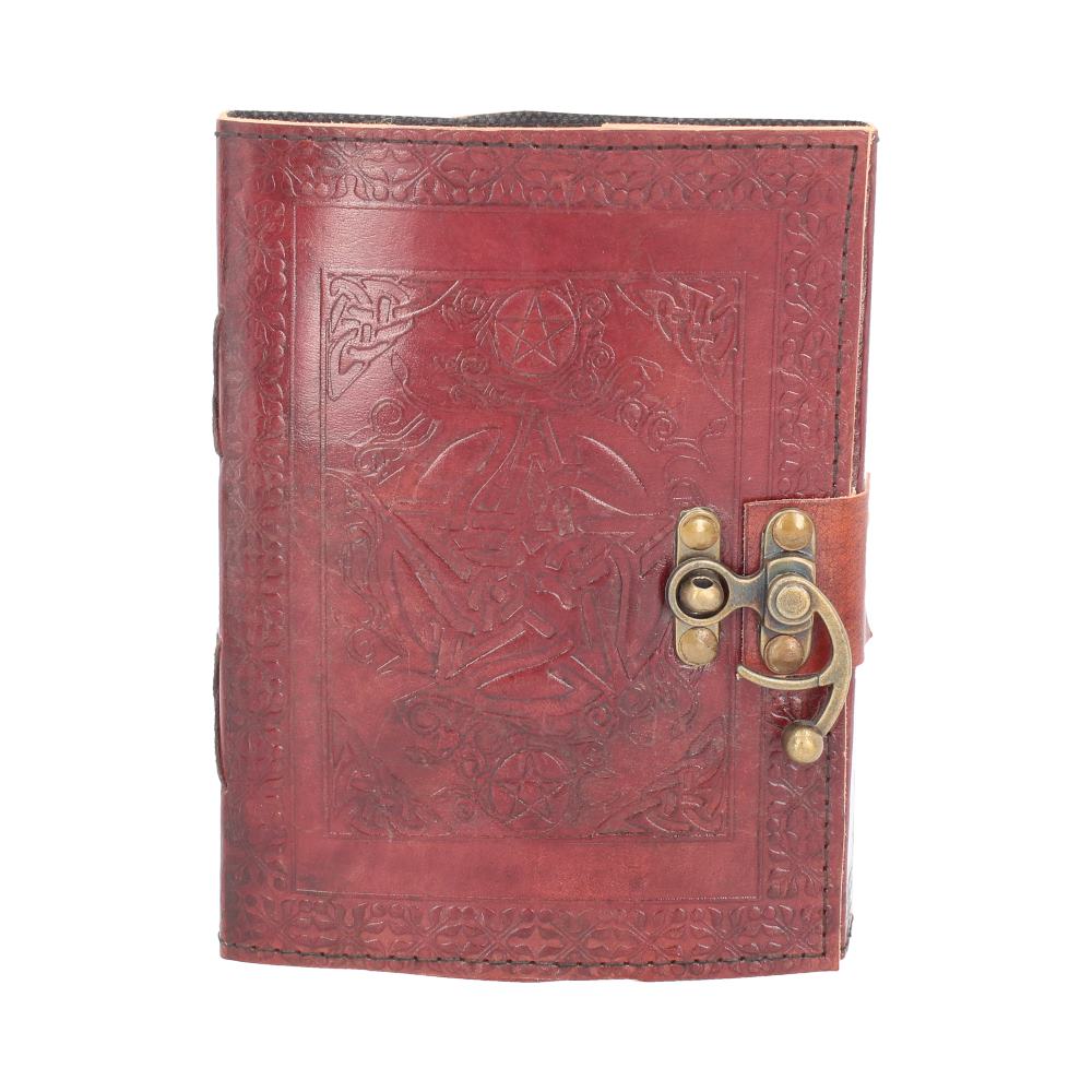 Lockable Pentagram Red Leather Journal 15 x 21cm w/lock 1