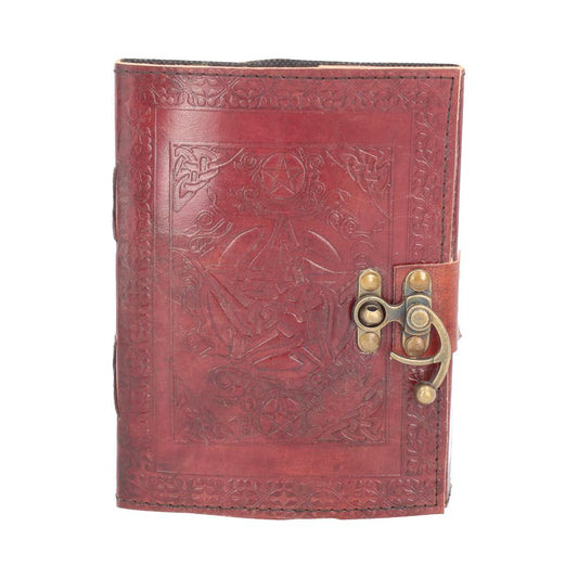 Lockable Pentagram Red Leather Journal 15 x 21cm w/lock 1