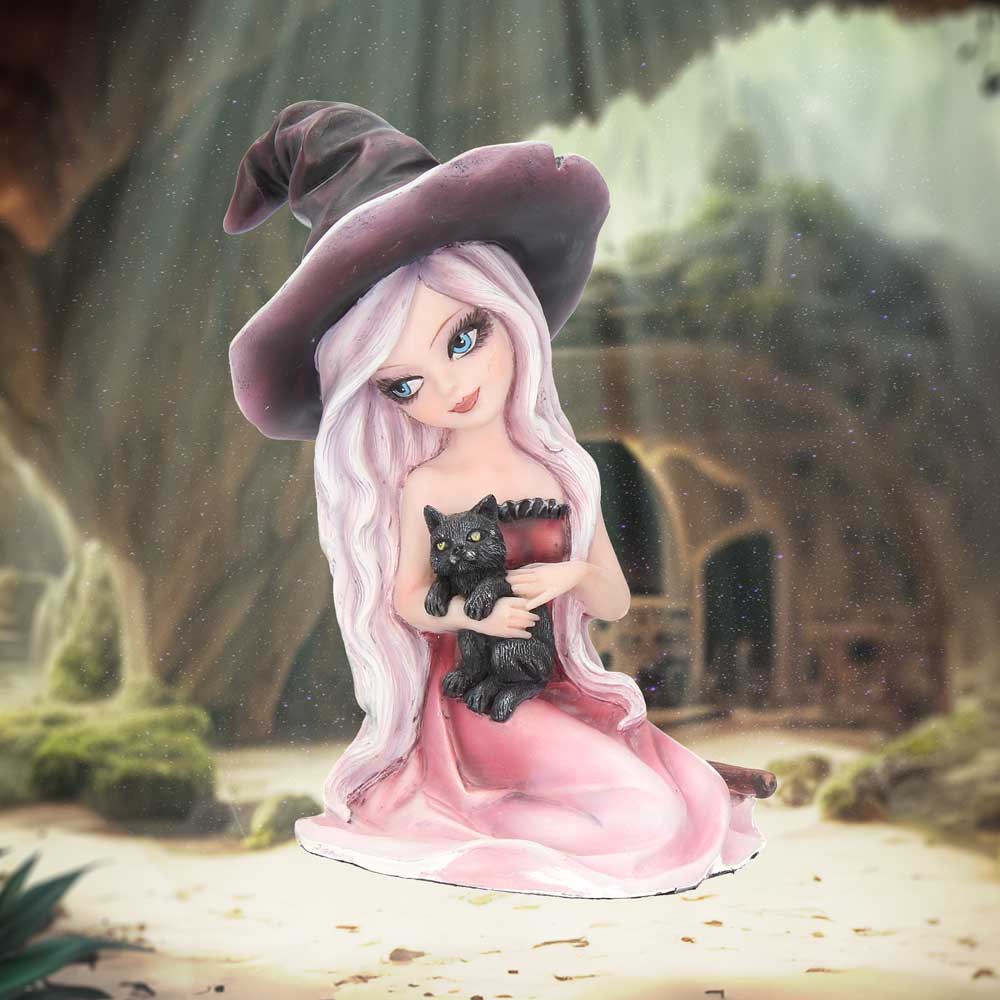 Rosa Figurine Witch Black Cat Ornament 15cm 7