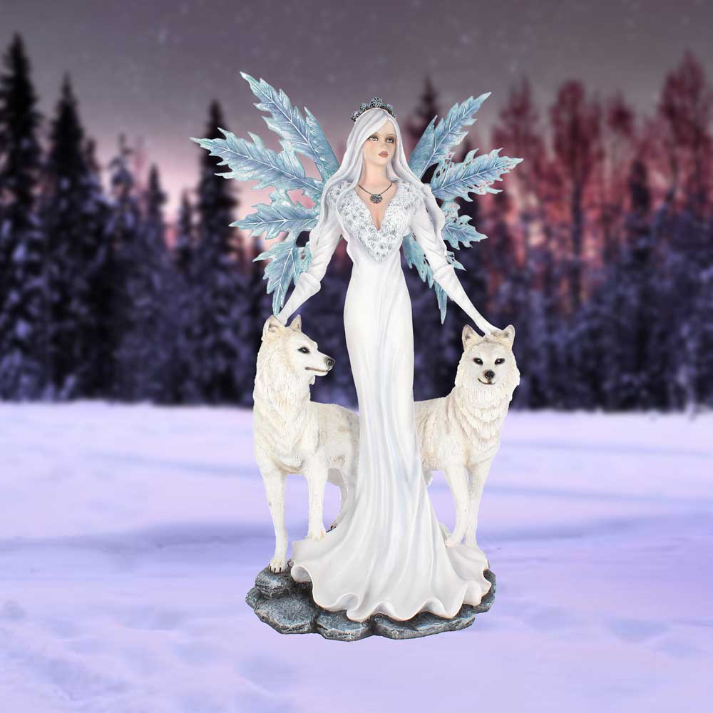 Aura Large Ice Fairy with Two Winter Wolf Companions Figurine 60.5cm 7